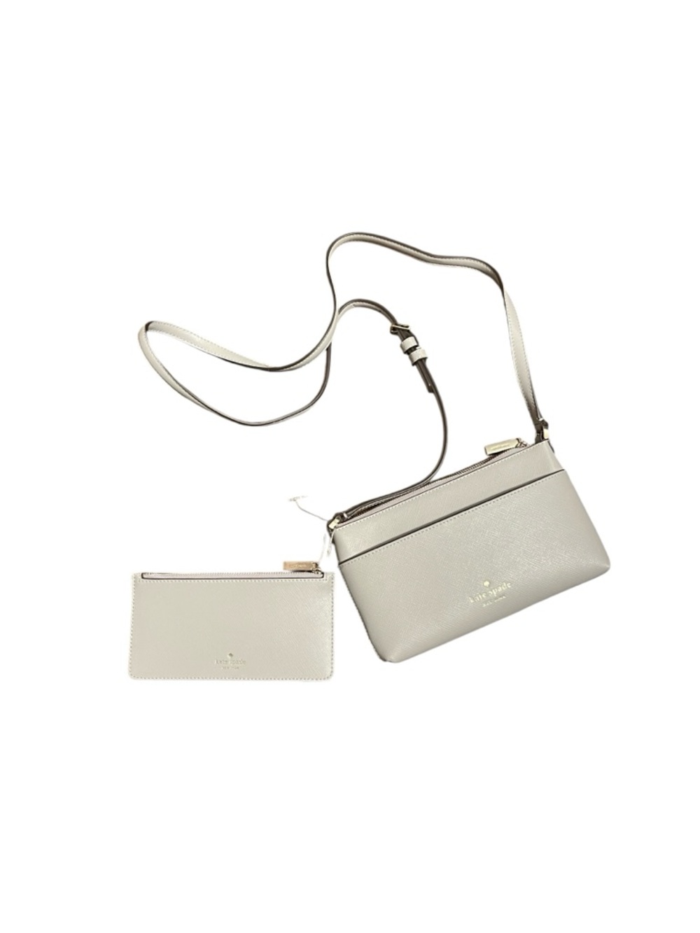 Kate Spade Sadie Crossbody Bag Set - 2 pieces. Brand New - Light Gray / Gold HW - Picture 3 of 10